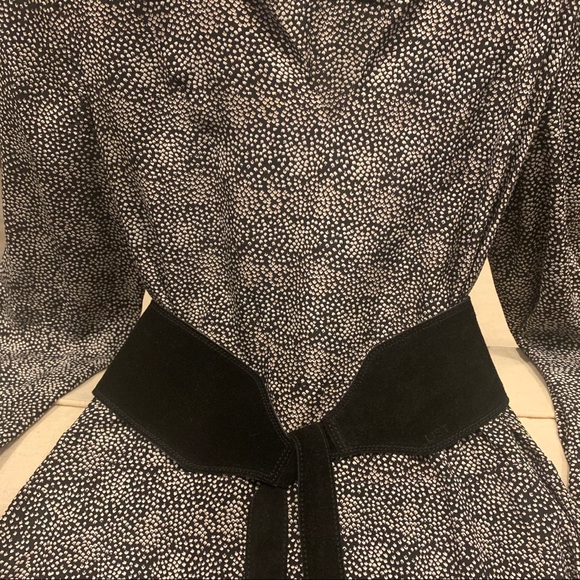 Club Monaco black and cream dots silk V neck Dress with  pockets - Picture 3 of 14